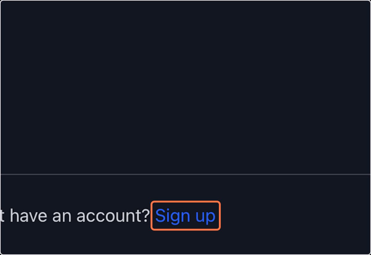 Sign up link below login form